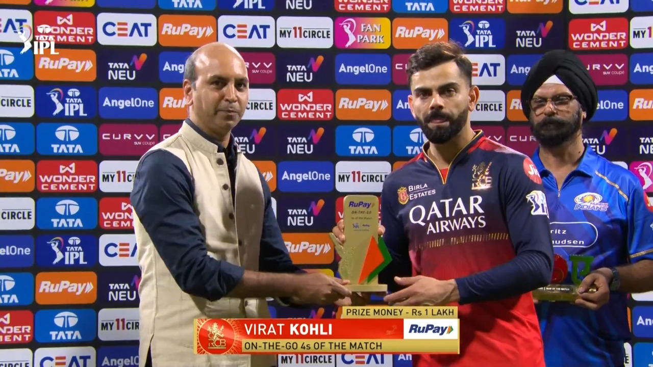 IPL 2025 M21: MI vs RCB - RuPay On-The-Go 4s of the Match - Virat Kohli
