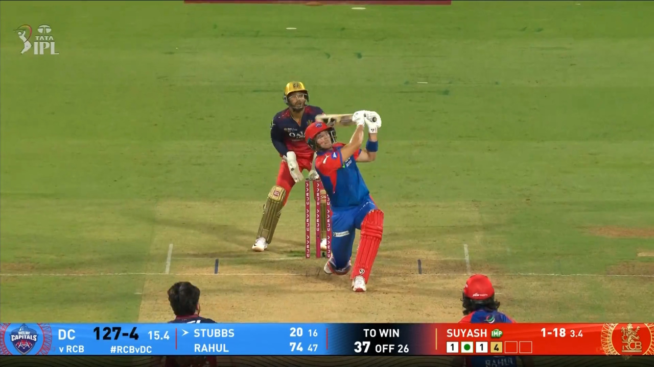 IPL 2025 M24: RCB vs DC - Tristan Stubbs Six