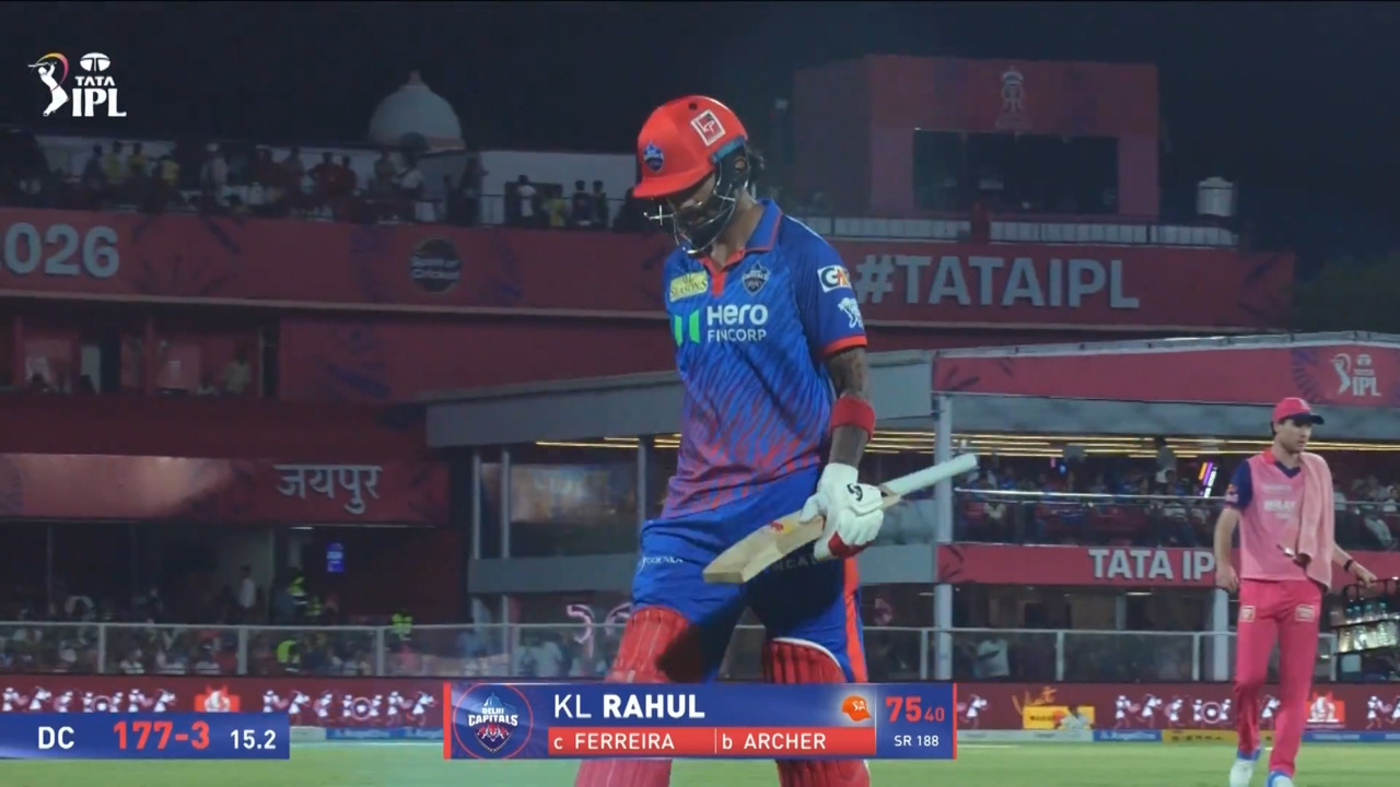 IPL 2026 M43: RR vs DC -KL Rahul Wicket