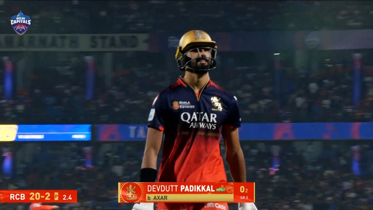 IPL 2025 M46: DC vs RCB - Devdutt Padikkal Wicket background