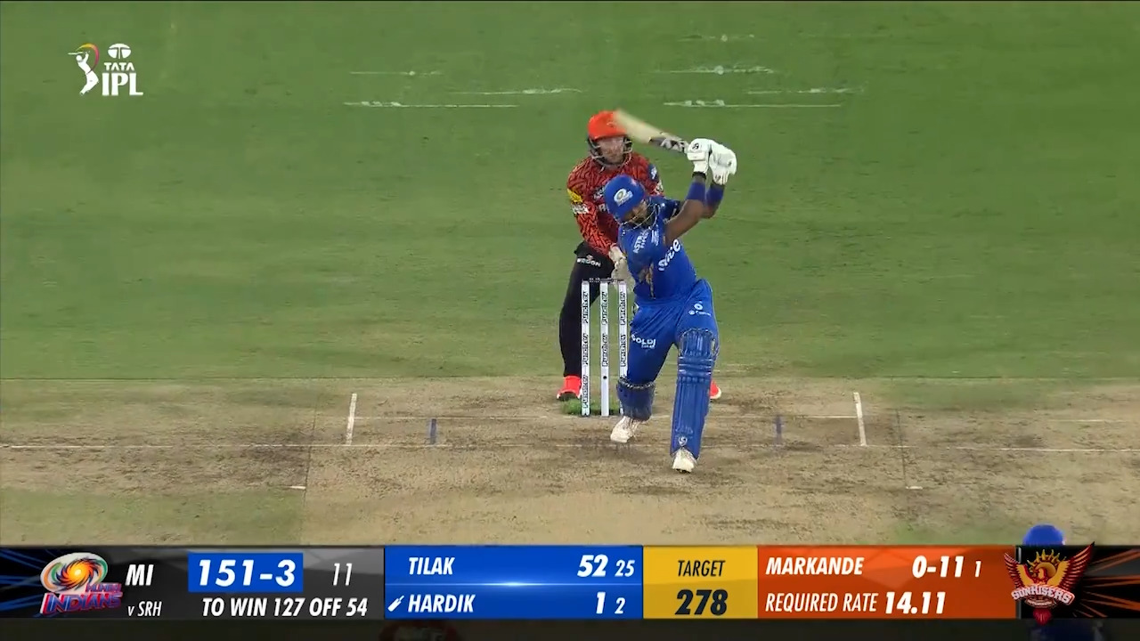 M08: SRH vs MI – Hardik Pandya Six background