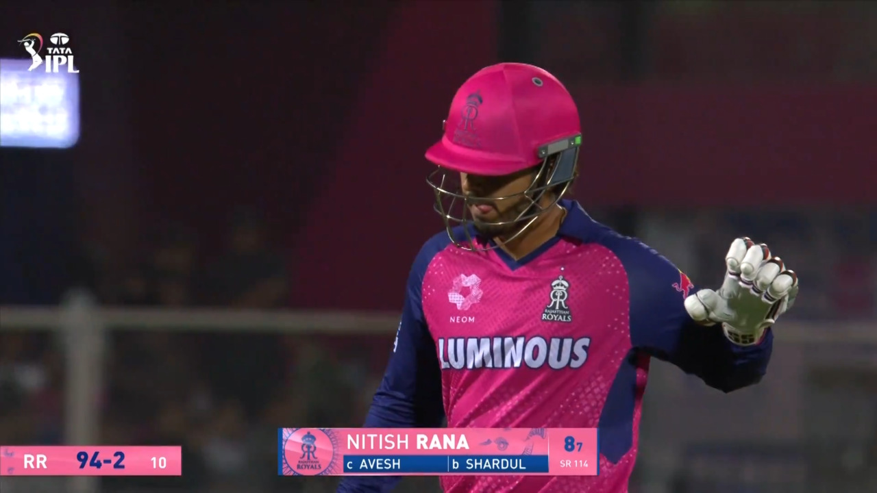 IPL 2025 M36: RR vs LSG - Nitish Rana Wicket background