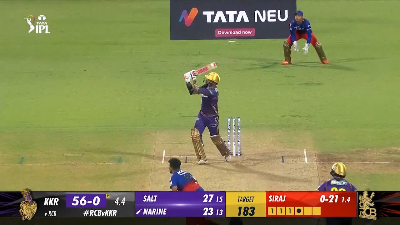 M10: RCB vs KKR – Sunil Narine Six background