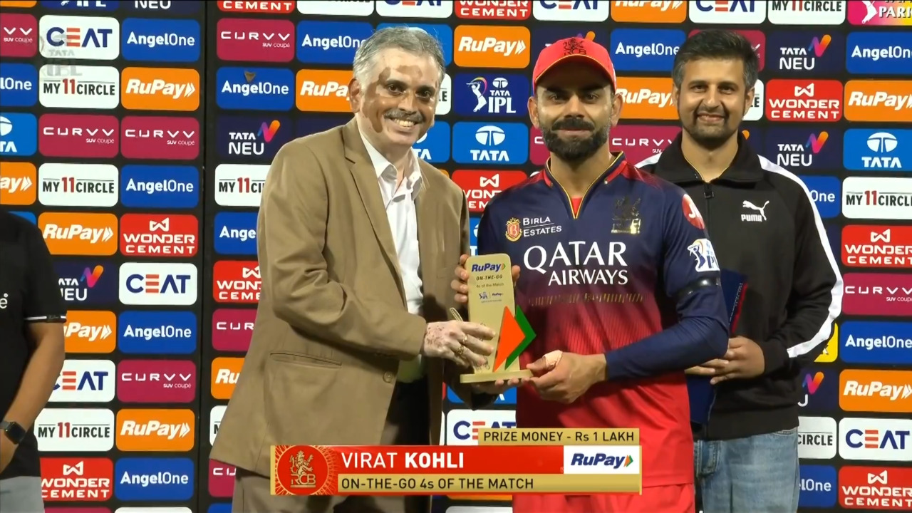 IPL 2025 M42: RCB vs RR - RuPay On-The-Go 4s of the Match - Virat Kohli background