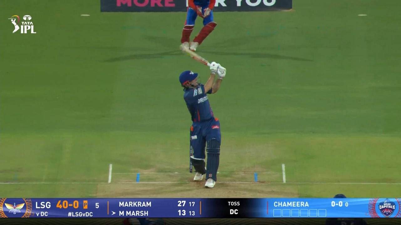 IPL 2025 M40: LSG vs DC - Mitchell Marsh Six background