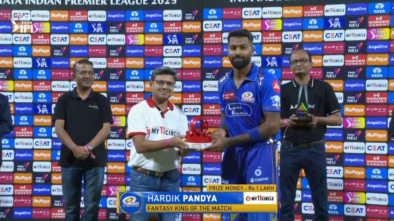 IPL 2025 M16: LSG vs MI - My11Circle Fantasy King of The Match - Hardik Pandya background