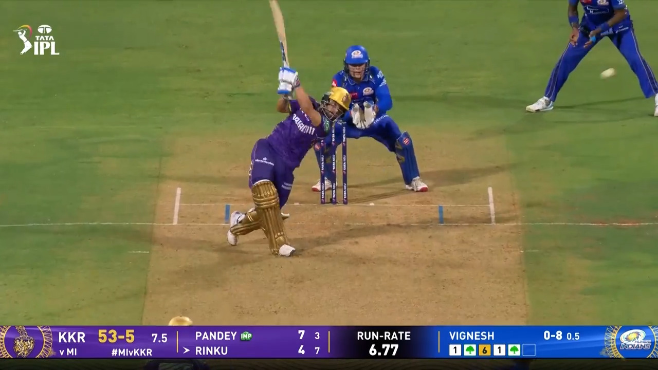 IPL 2025 M12: MI vs KKR - Rinku Singh Six