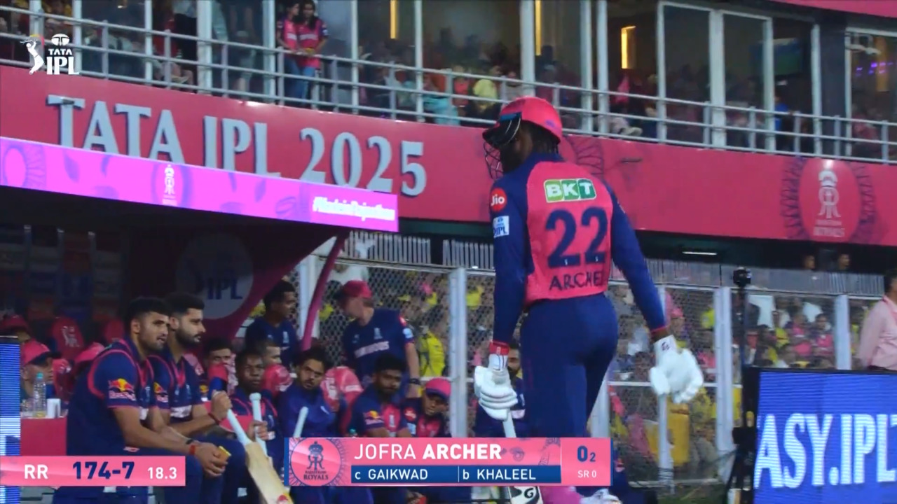IPL 2025 M11: RR vs CSK - Jofra Archer Wicket background