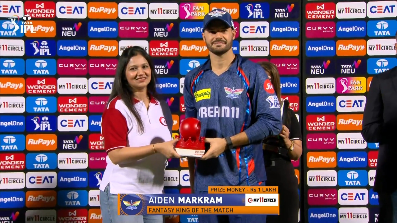IPL 2025 M36: RR vs LSG - My11Circle Fantasy King of The Match - Aiden Markram background