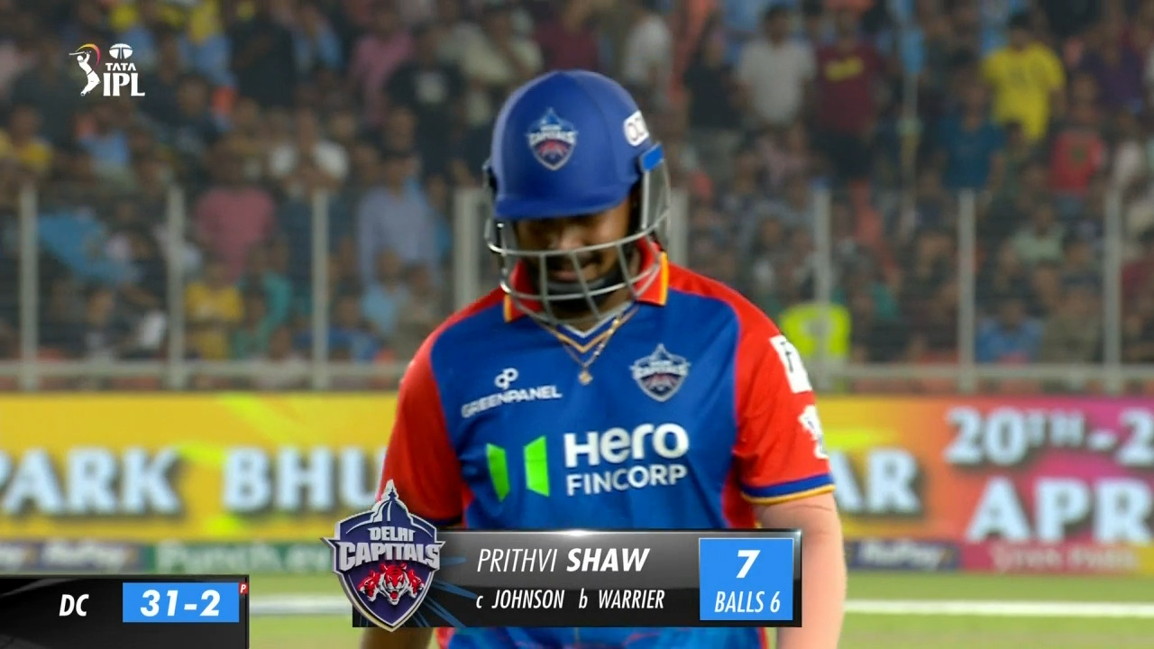 M32: GT vs DC – Prithvi Shaw Wicket