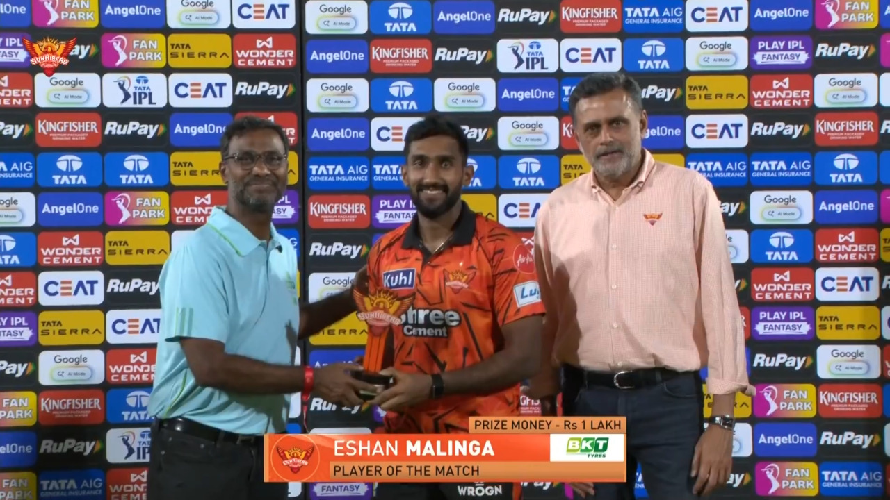 IPL 2026 M27: SRH vs CSK - Player of the Match - Eshan Malinga