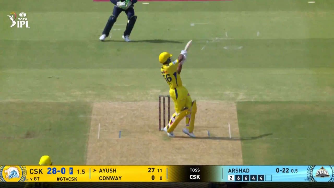 IPL 2025 M67: GT vs CSK - Ayush Mhatre Six