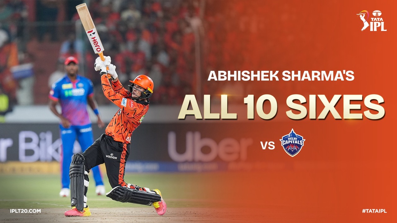 All 10 sixes by Abhishek Sharma vs DC