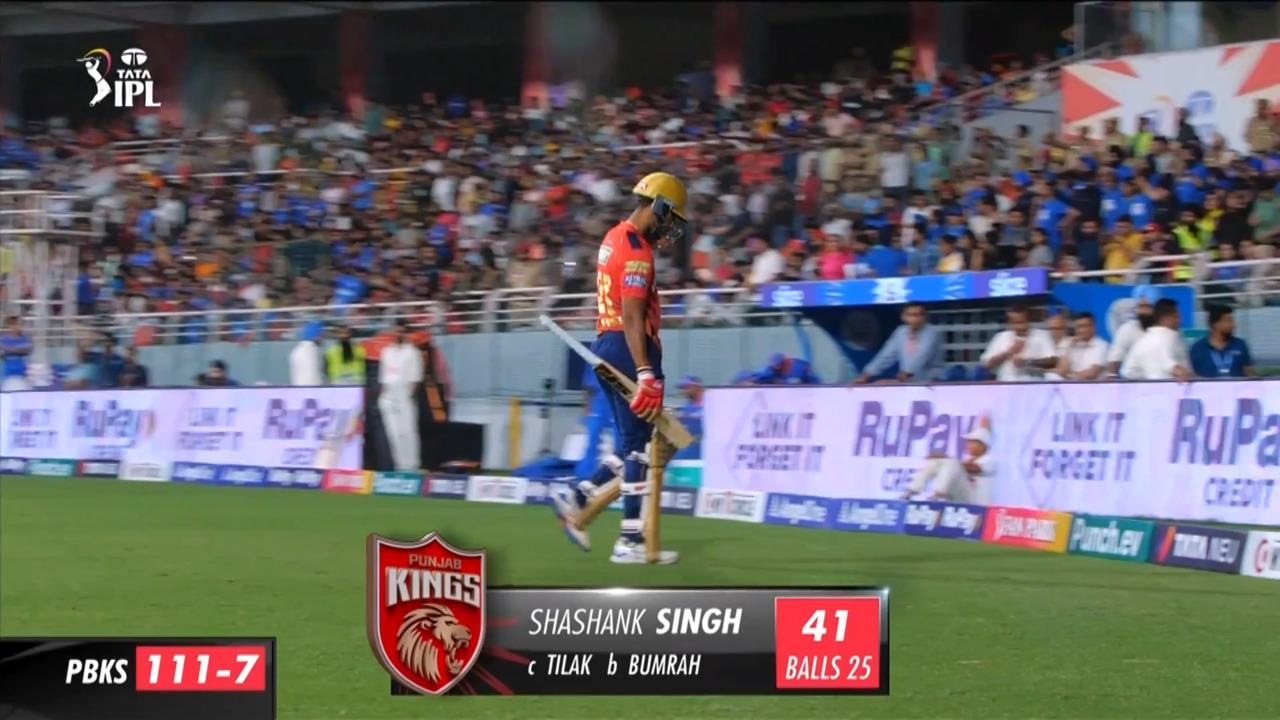 M33: PBKS vs MI – Shashank Singh Wicket