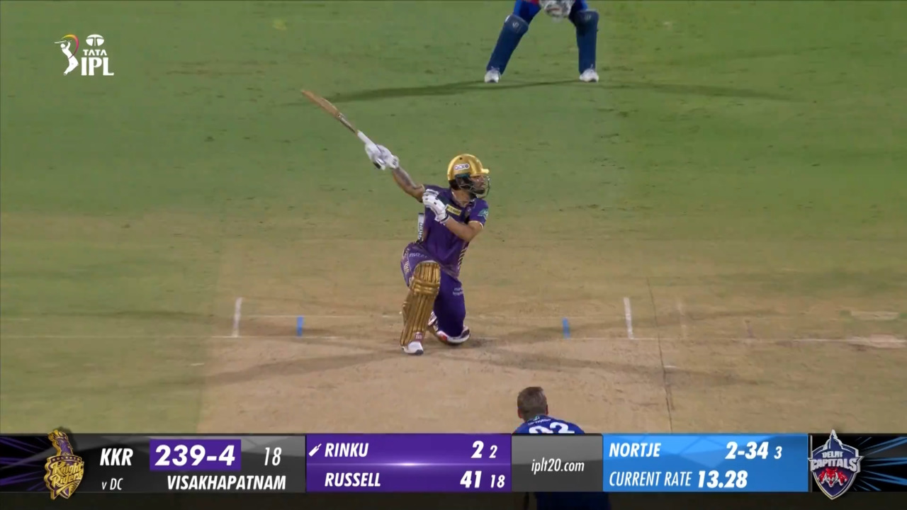 M16: DC vs KKR – Rinku Singh Six background