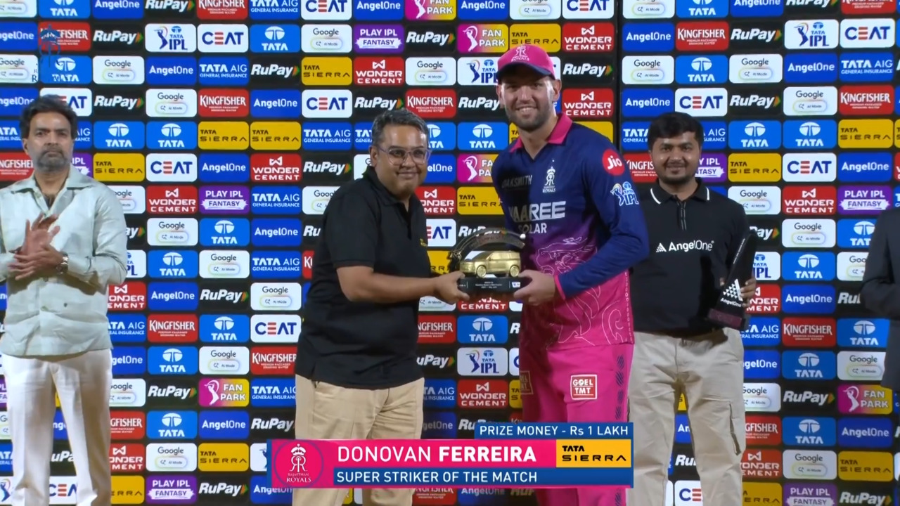 IPL 2026 M43: RR vs DC - Sierra Super Striker of the Match - Donovan Ferreira