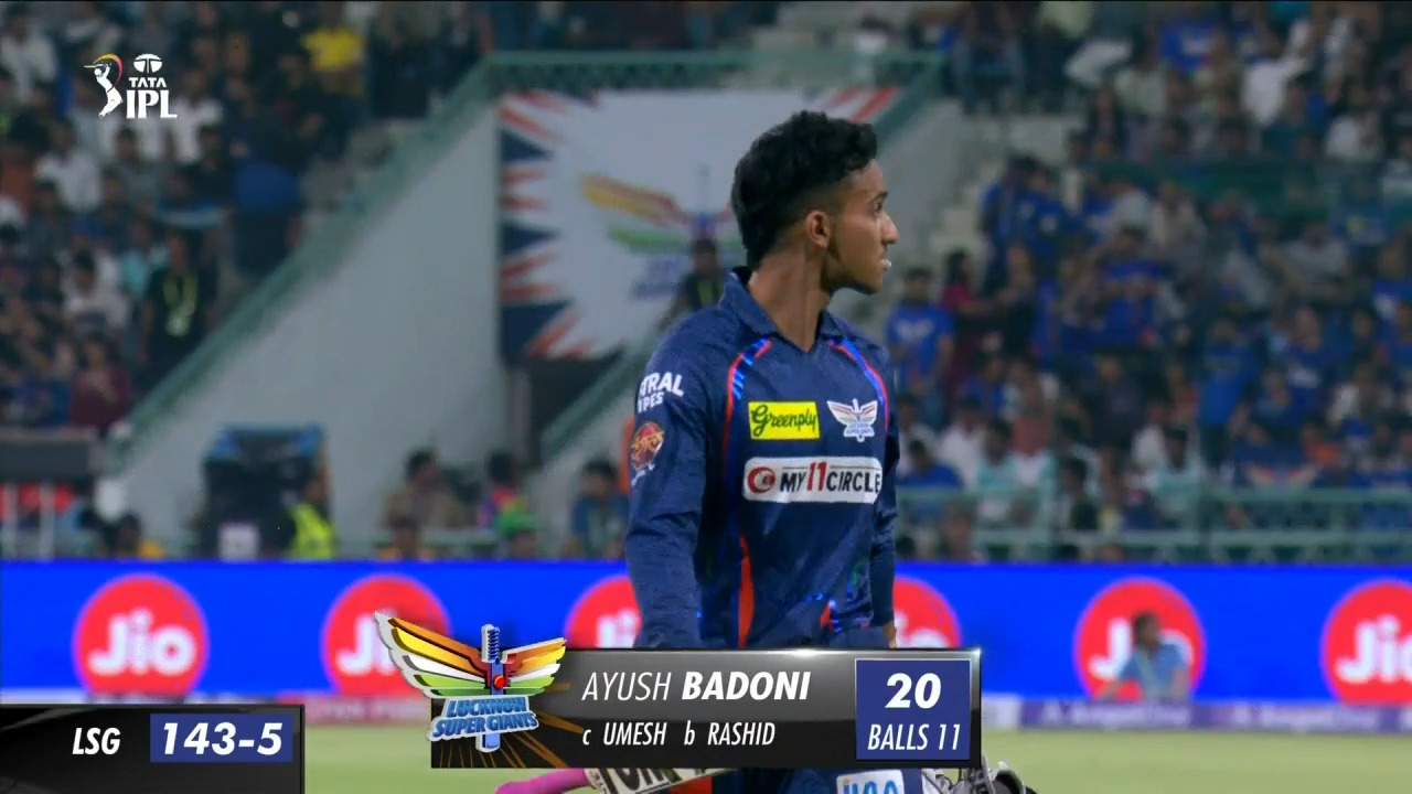 M21: LSG vs GT – Ayush Badoni Wicket