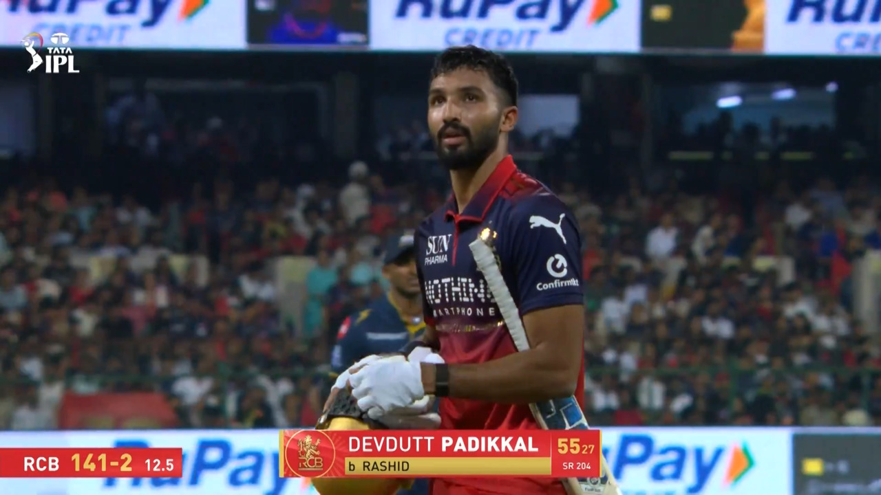 IPL 2026 M34: RCB vs GT - Devdutt Padikkal Wicket