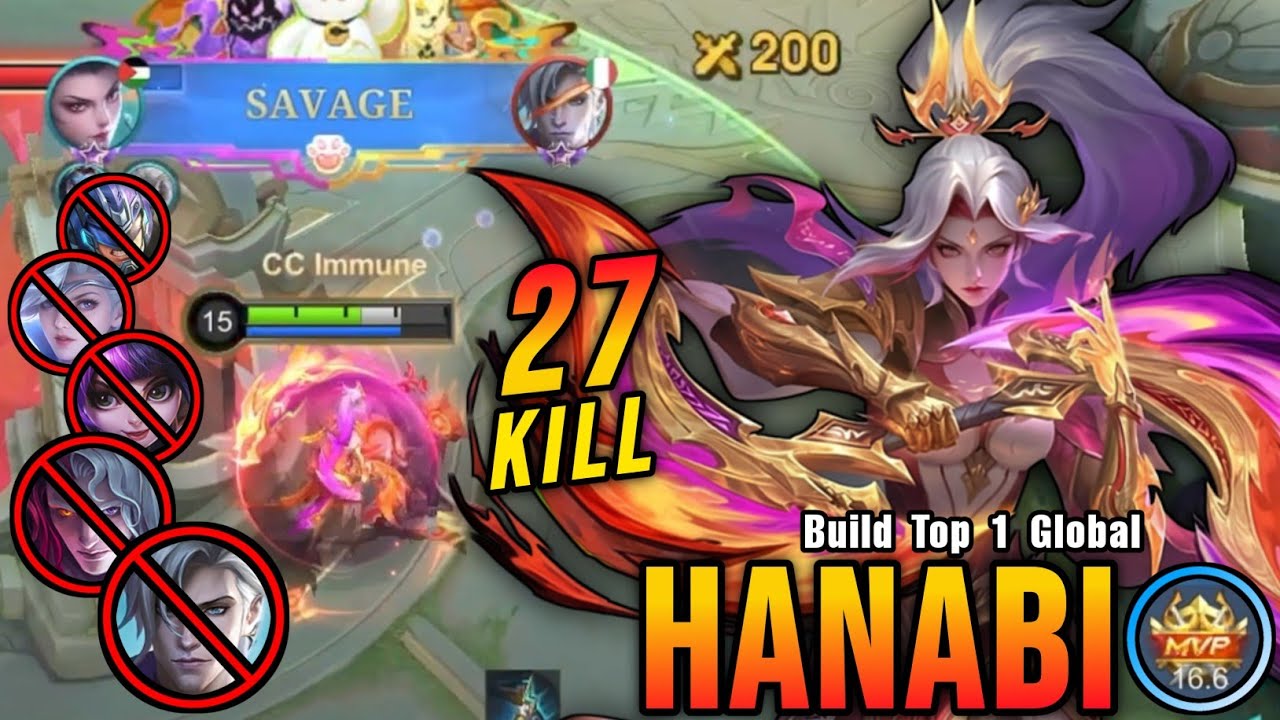 27 Kills + SAVAGE!! Hanabi SOUL VESSELS Skin Shutdown All Enemies - Build Top 1 Global Hanabi ~ MLBB