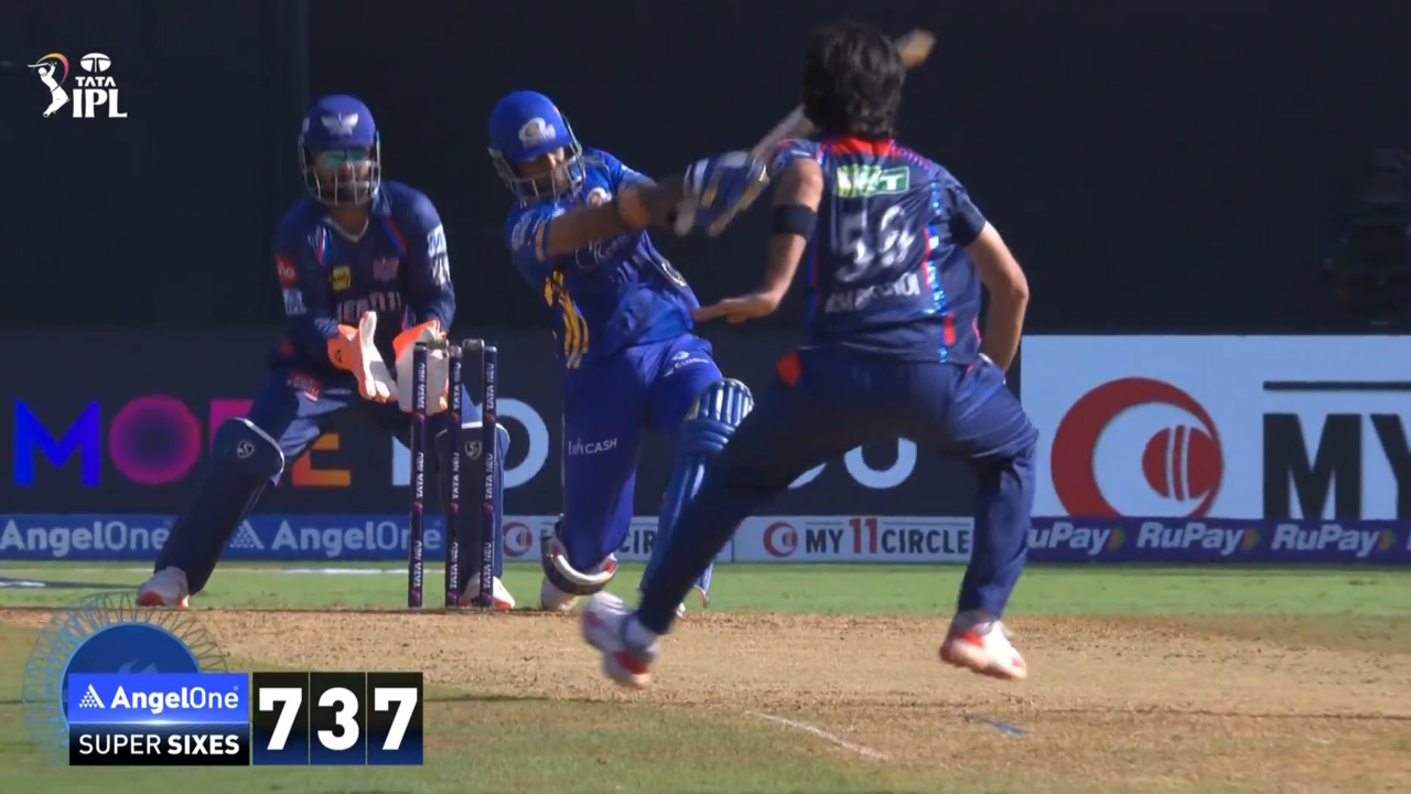 IPL 2025 M45: MI vs LSG - Suryakumar Yadav Six background