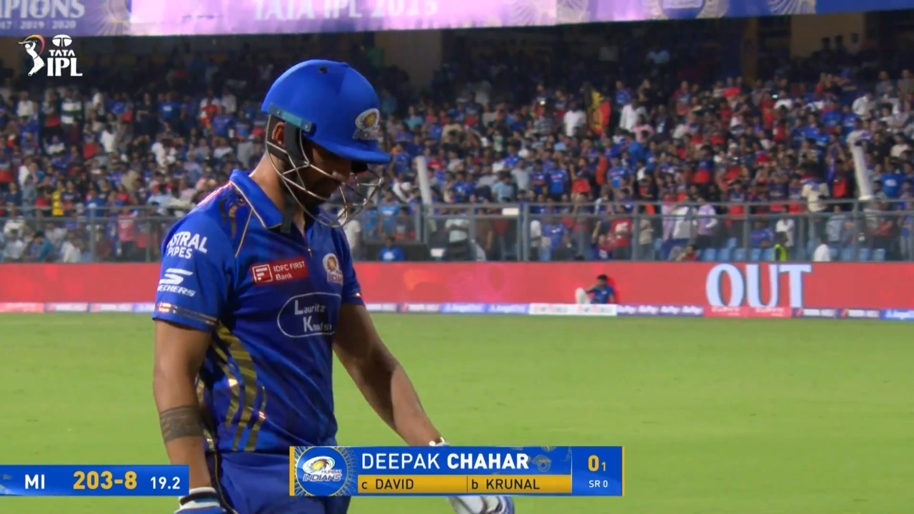 IPL 2025 M21: MI vs RCB - Deepak Chahar Wicket