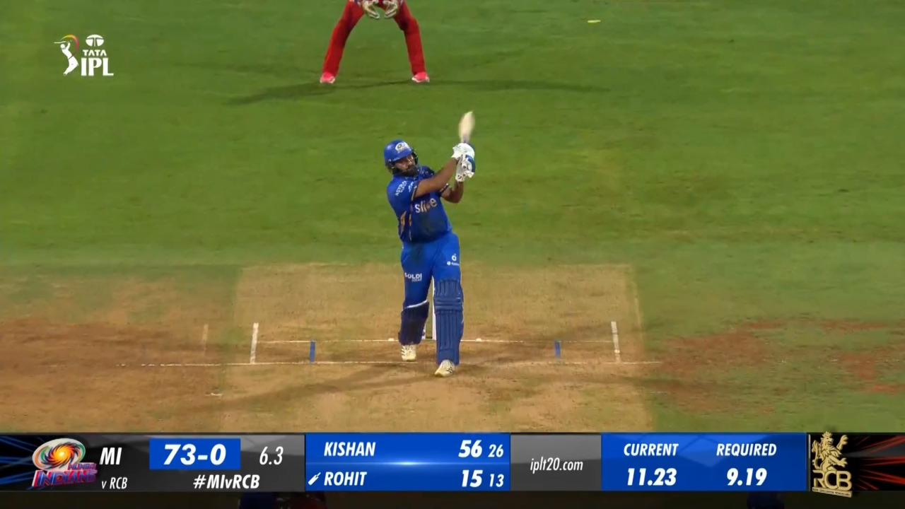 M25: MI vs RCB – Rohit Sharma Six
