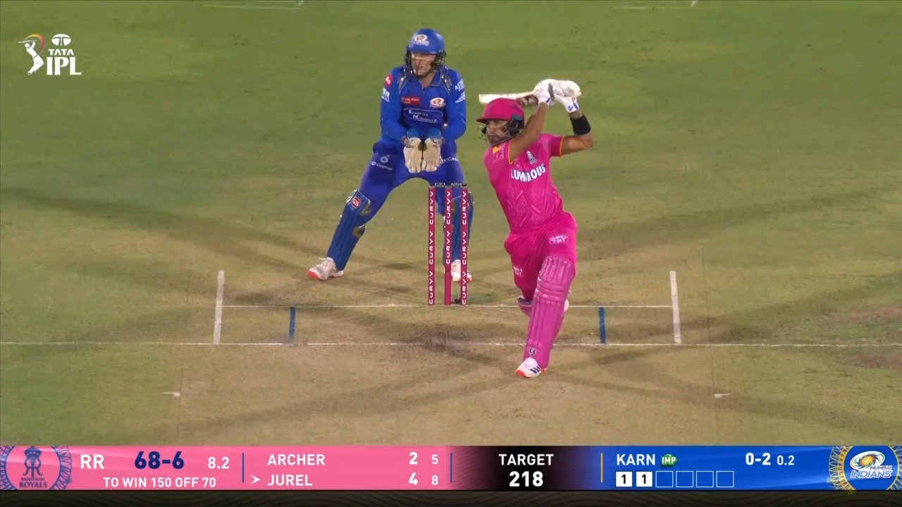 IPL 2025 M50: RR vs MI - Dhruv Jurel Six