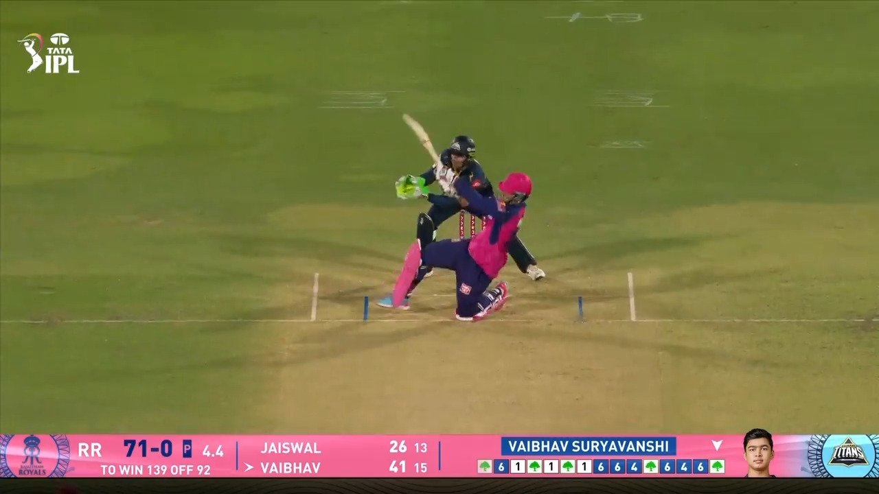 IPL 2025 M47: RR vs GT - Vaibhav Suryavanshi Six