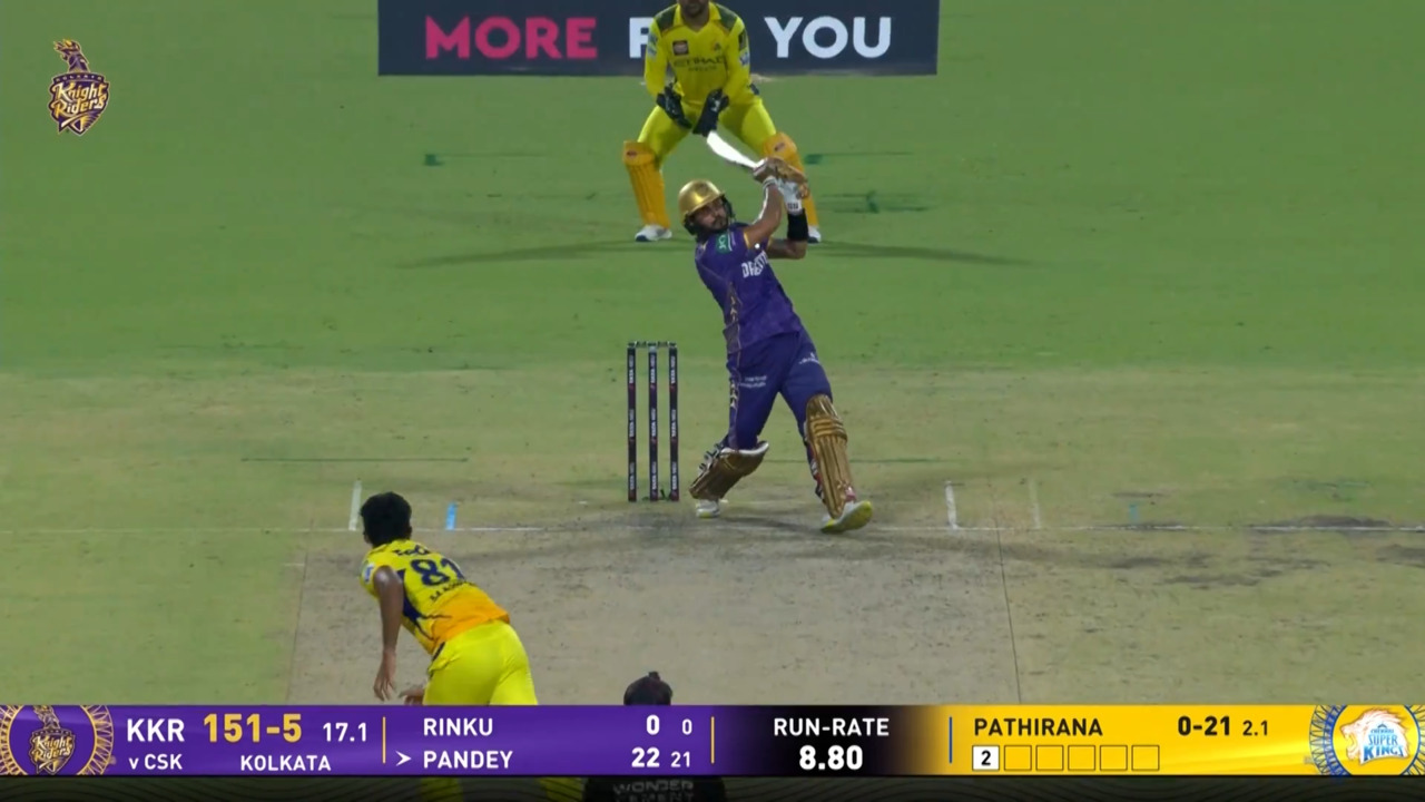 IPL 2025 M57: KKR vs CSK - Manish Pandey Six background