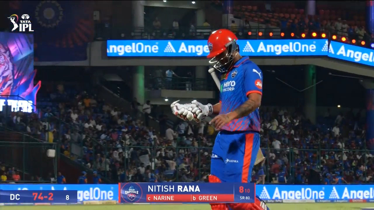 IPL 2026 M51: DC vs KKR - Nitish Rana Wicket