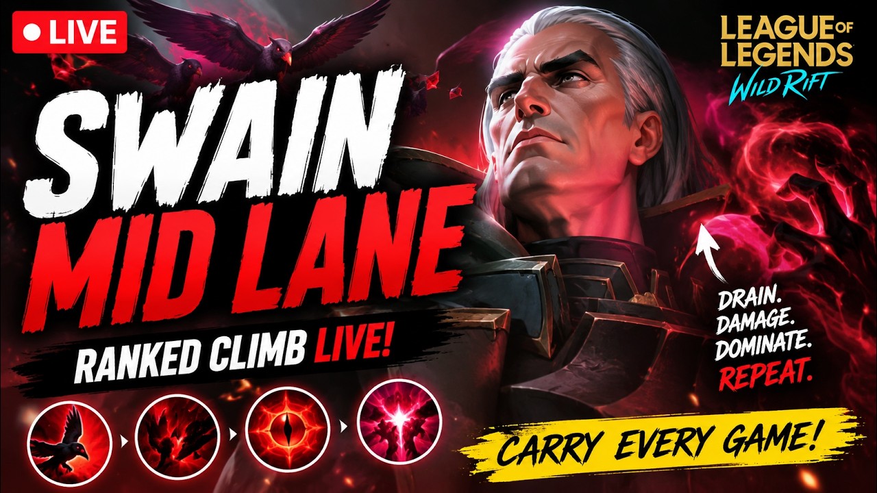 SWAIN MID IS BROKEN π₯ Climbing Ranked LIVE | Wild Rift Gameplay (Arctic Arrow)