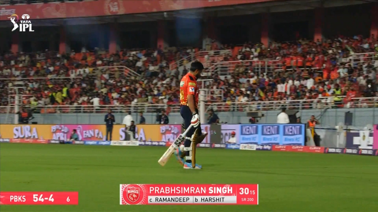IPL 2025 M31: PBKS vs KKR - Prabhsimran Singh Wicket