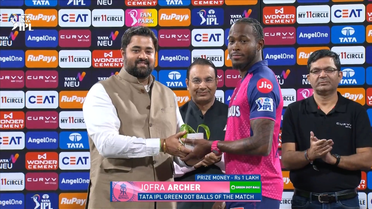 IPL 2025 M18: PBKS vs RR - TATA IPL Green Dot Balls of the Match - Jofra Archer