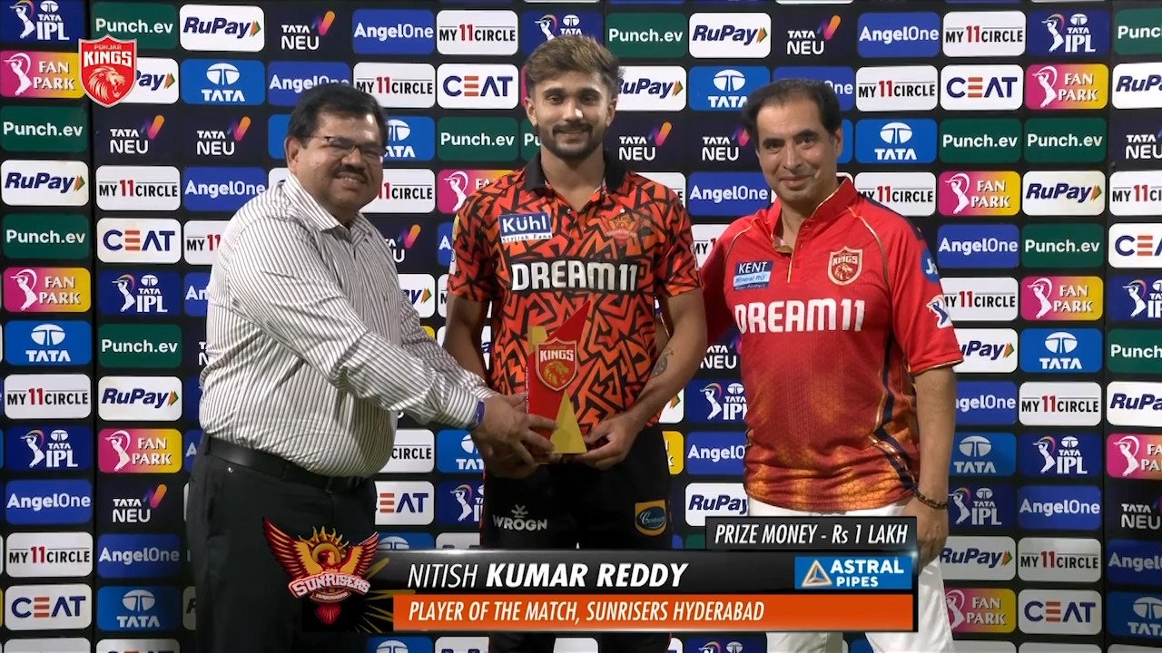 M23: PBKS vs SRH – Player of the Match – Nitish Reddy background
