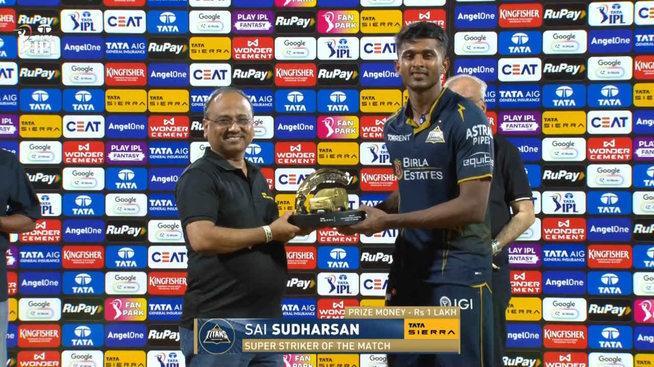 IPL 2026 M37: CSK vs GT - Sierra Super Striker of the Match - Sai Sudharsan