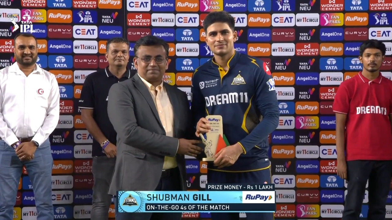 IPL 2025 M51: GT vs SRH - RuPay On-The-Go 4s of the Match - Shubman Gill