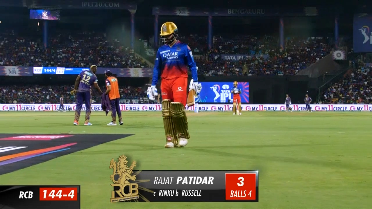 M10: RCB vs KKR – Rajat Patidar Wicket