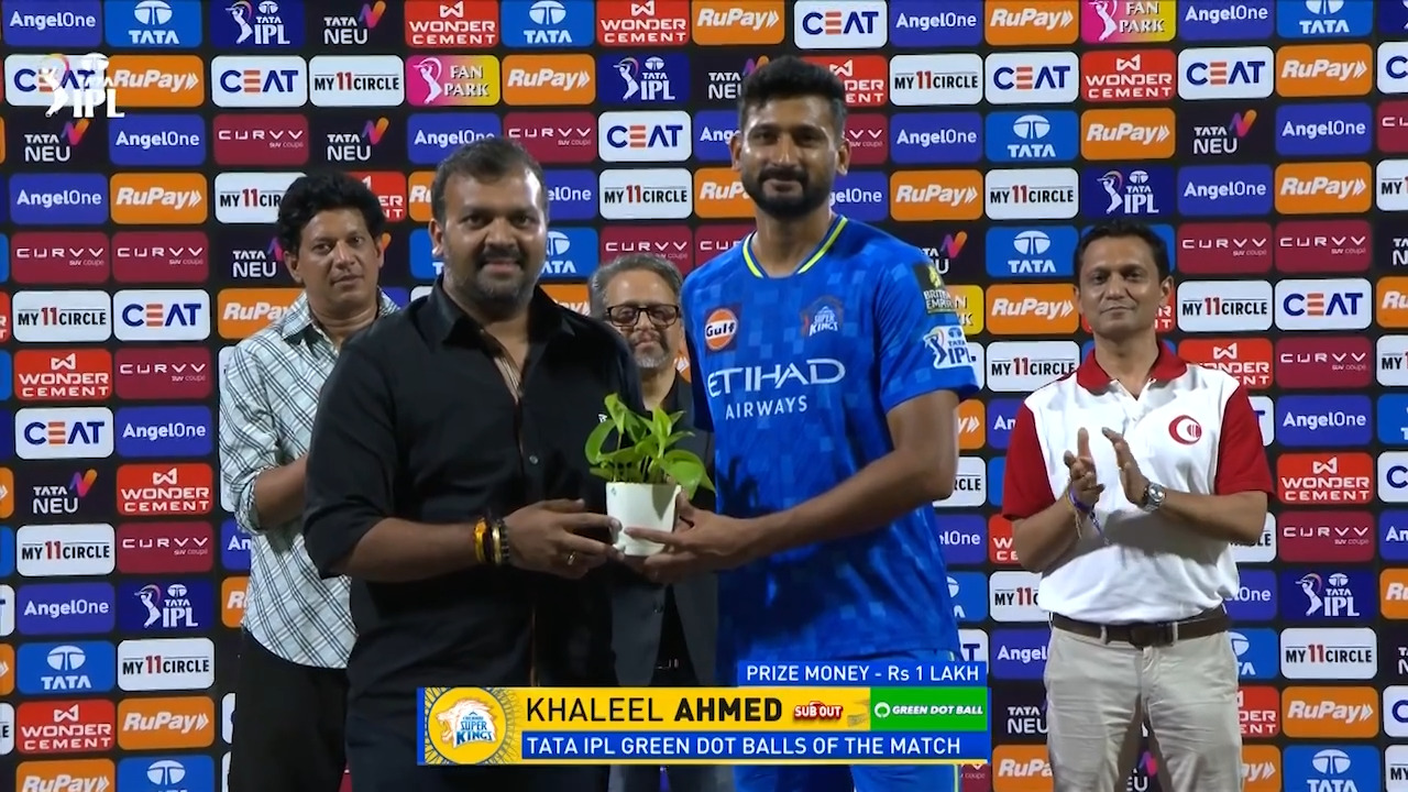 IPL 2025 M03: CSK vs MI - TATA IPL Green Dot Balls of the Match - Khaleel Ahmed