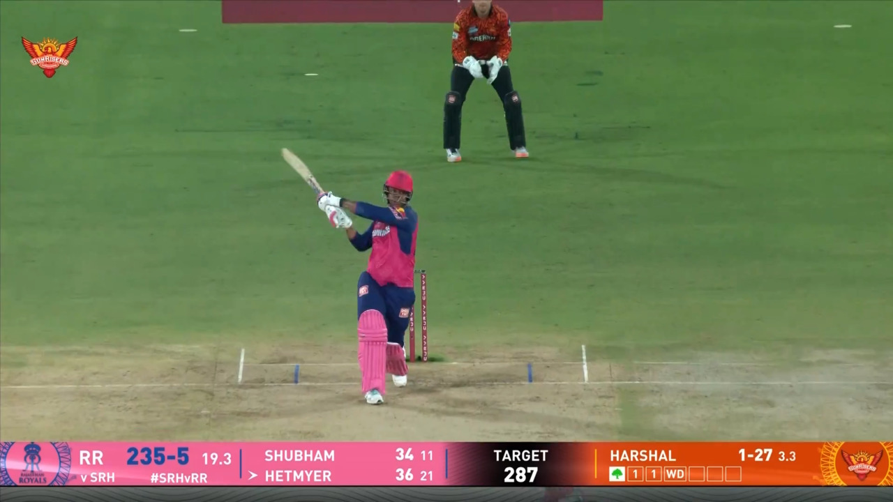 IPL 2025 M02: SRH vs RR - Shimron Hetmyer Six background