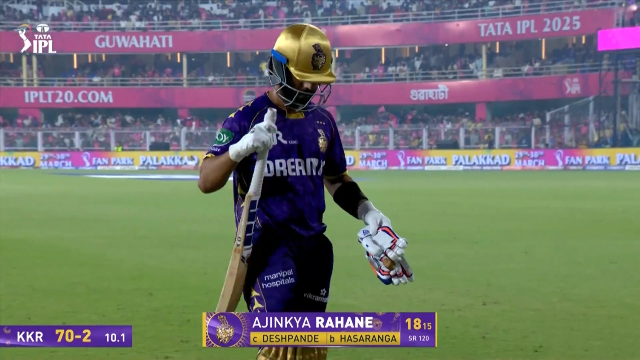 IPL 2025 M06: RR vs KKR - Ajinkya Rahane Wicket