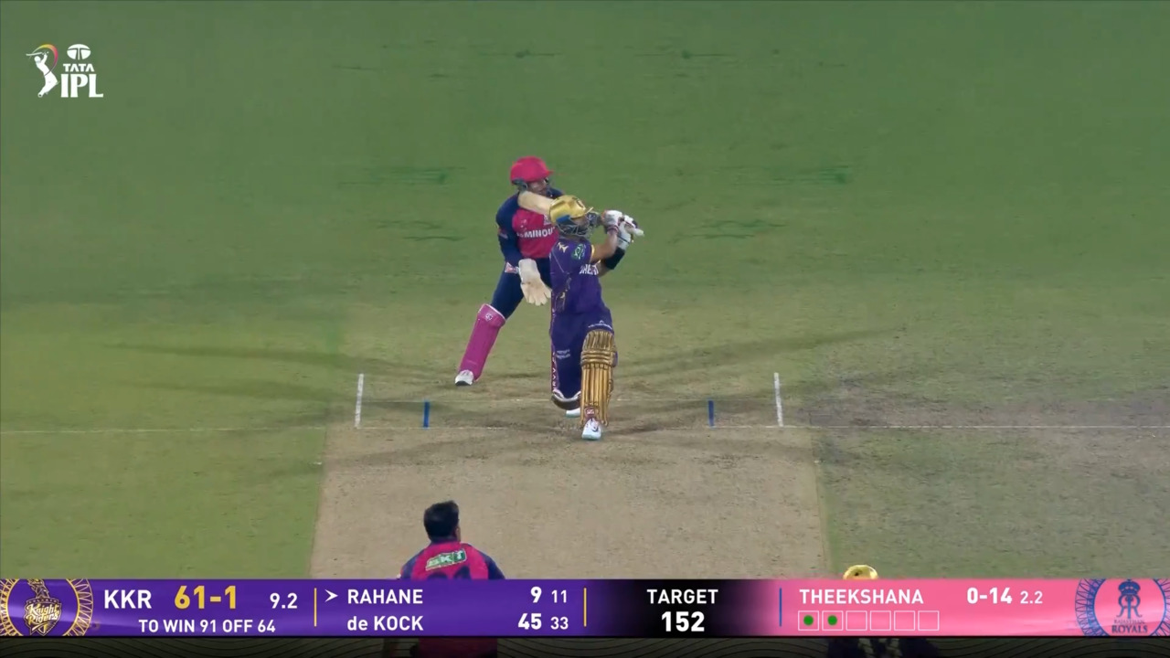 IPL 2025 M06: RR vs KKR - Ajinkya Rahane Six