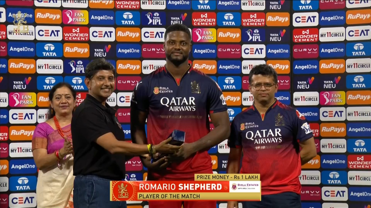 IPL 2025 M52: RCB vs CSK - Player of the Match - Romario Shepherd