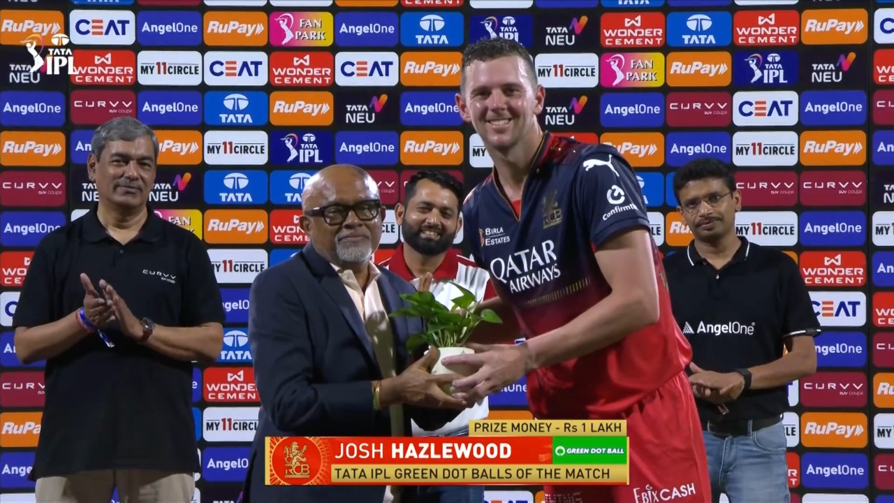 IPL 2025 M08: CSK vs RCB - TATA IPL Green Dot Balls of the Match - Josh Hazlewood background