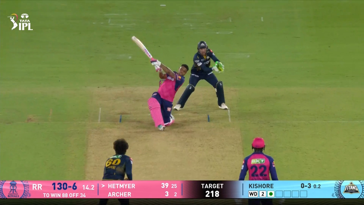 IPL 2025 M23: GT vs RR - Shimron Hetmyer Six