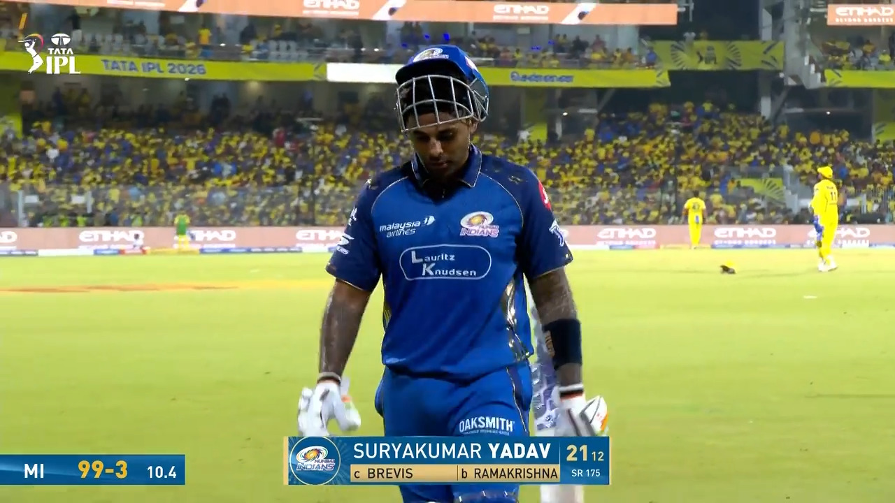 IPL 2026 M44: CSK vs MI - Suryakumar Yadav Wicket