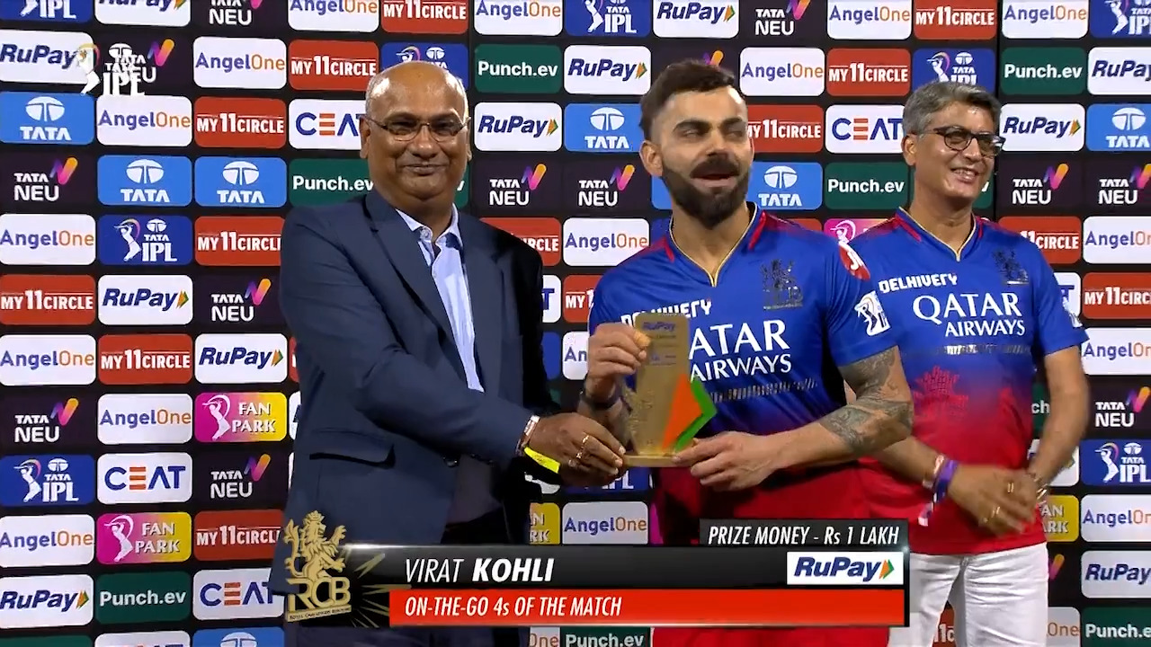 M06: RCB vs PBKS – RuPay On-The-Go 4s of the Match – Virat Kohli