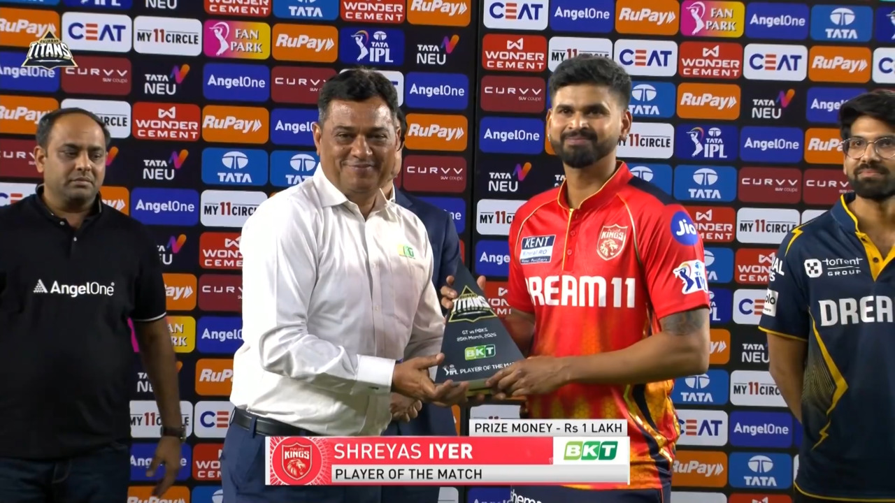 IPL 2025 M05: GT vs PBKS - Player of the Match - Shreyas Iyer background