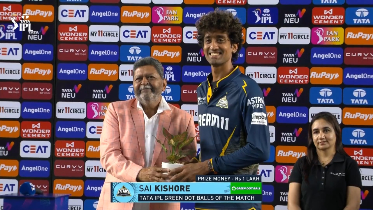 IPL 2025 M05: GT vs PBKS - TATA IPL Green Dot Balls of the Match - Sai Kishore background