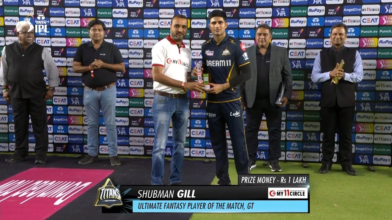 M17: GT vs PBKS – My11Circle Ultimate Fantasy Player of the Match – Shubman Gill background