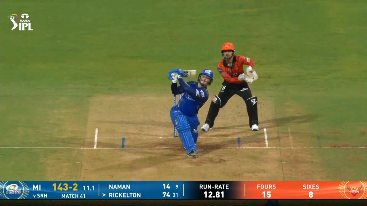 IPL 2026 M41: MI vs SRH - Ryan Rickelton Six